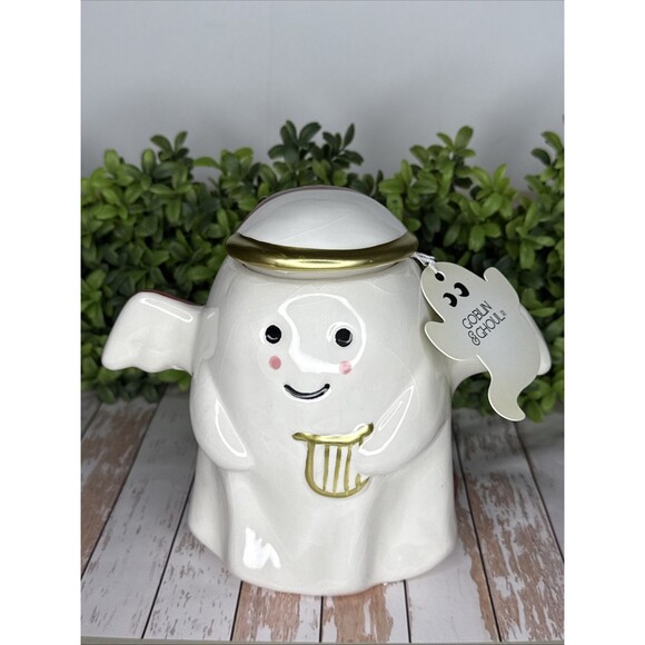 Goblins & Ghouls Devil & Angel Ghost Candle Jars – Large Ceramic Halloween Decor - Picture 3 of 10